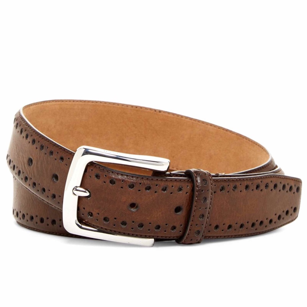 Cole Haan Men’s Belt in Brown w/ Perforated Trim